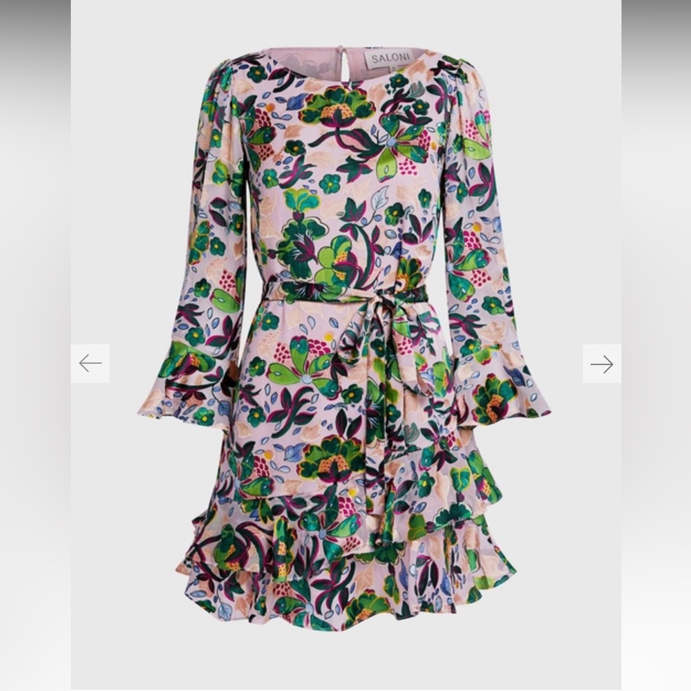 Saloni - Marissa Mini-C Floral Ruffle Mini Dress Size 2